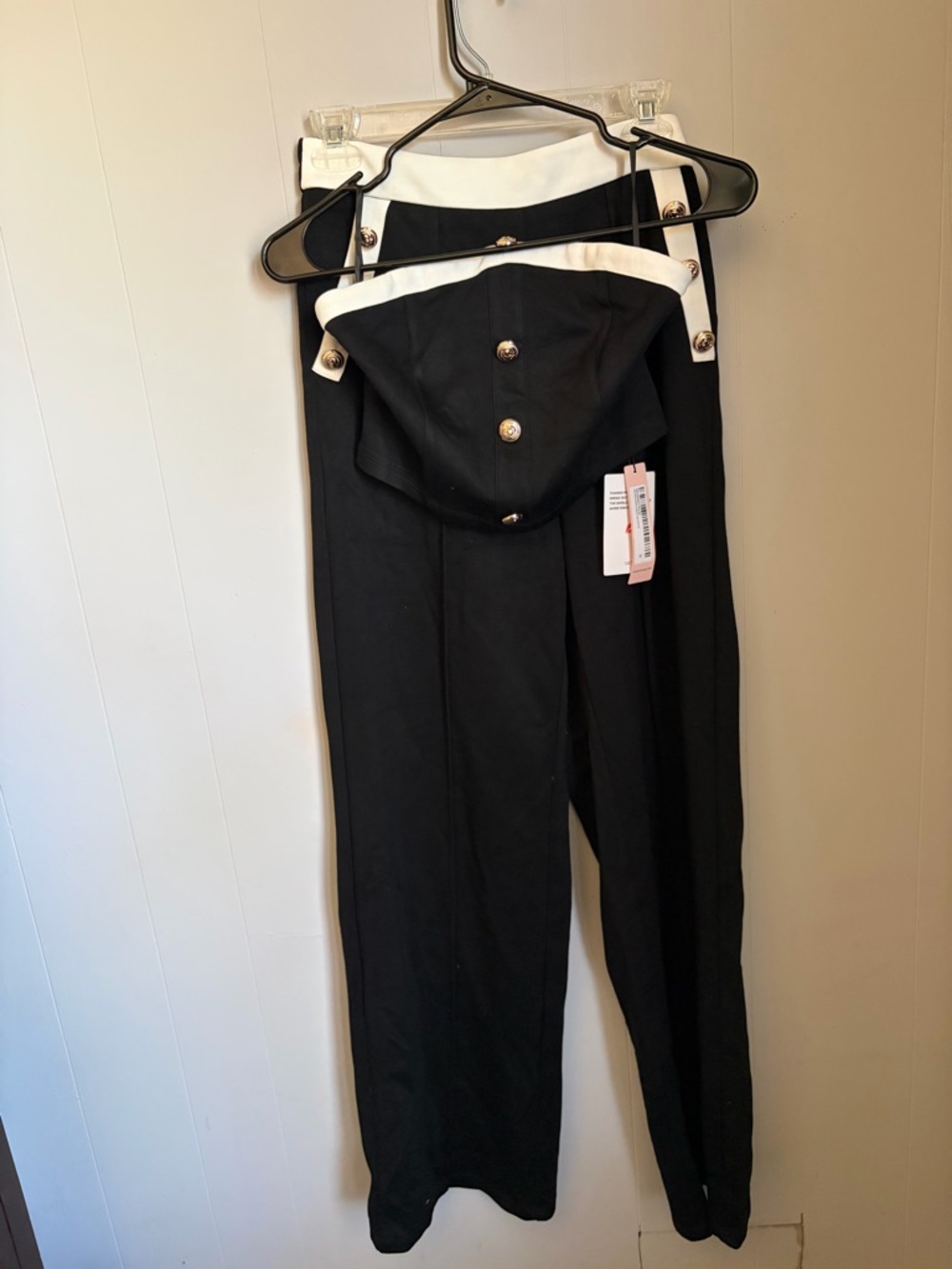 High-Waist Black & White Sailor tube top & Pants